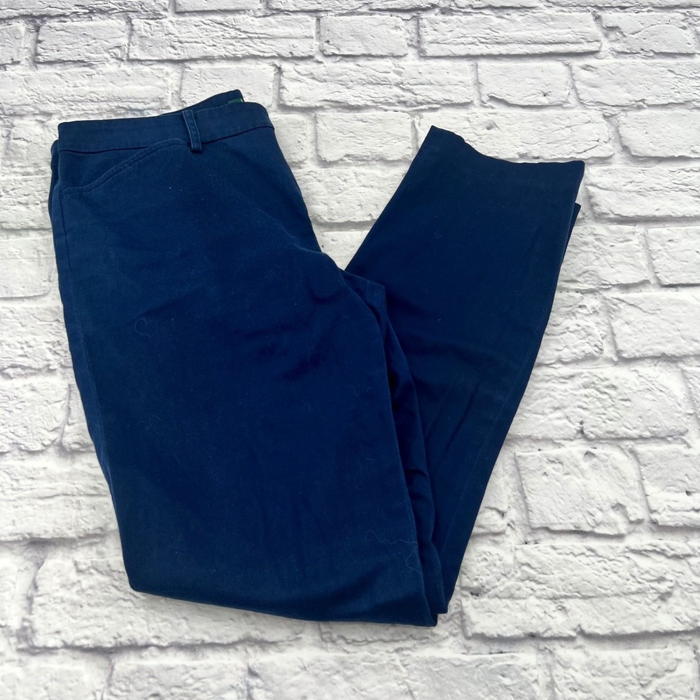 Lauren Ralph Lauren Navy Blue Ankle Pants Slim Gold Button Size 6 Casual Comfort